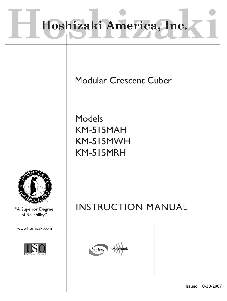 HOSHIZAKI KM515MAH ICE MAKER INSTRUCTION MANUAL ManualsLib