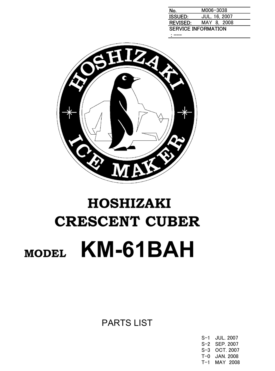 HOSHIZAKI KM61BAH ICE MAKER PARTS LIST ManualsLib