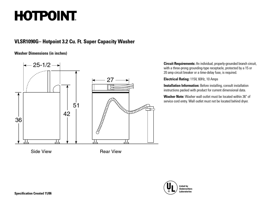 hotpoint vlsr1090gww