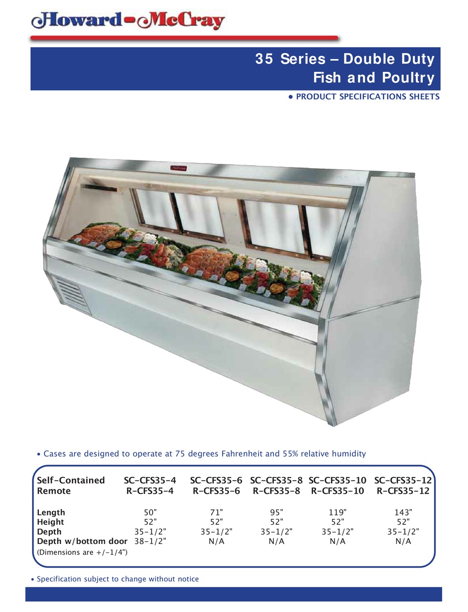 HOWARD MCCRAY RCFS3510 MERCHANDISER SPECIFICATIONS ManualsLib