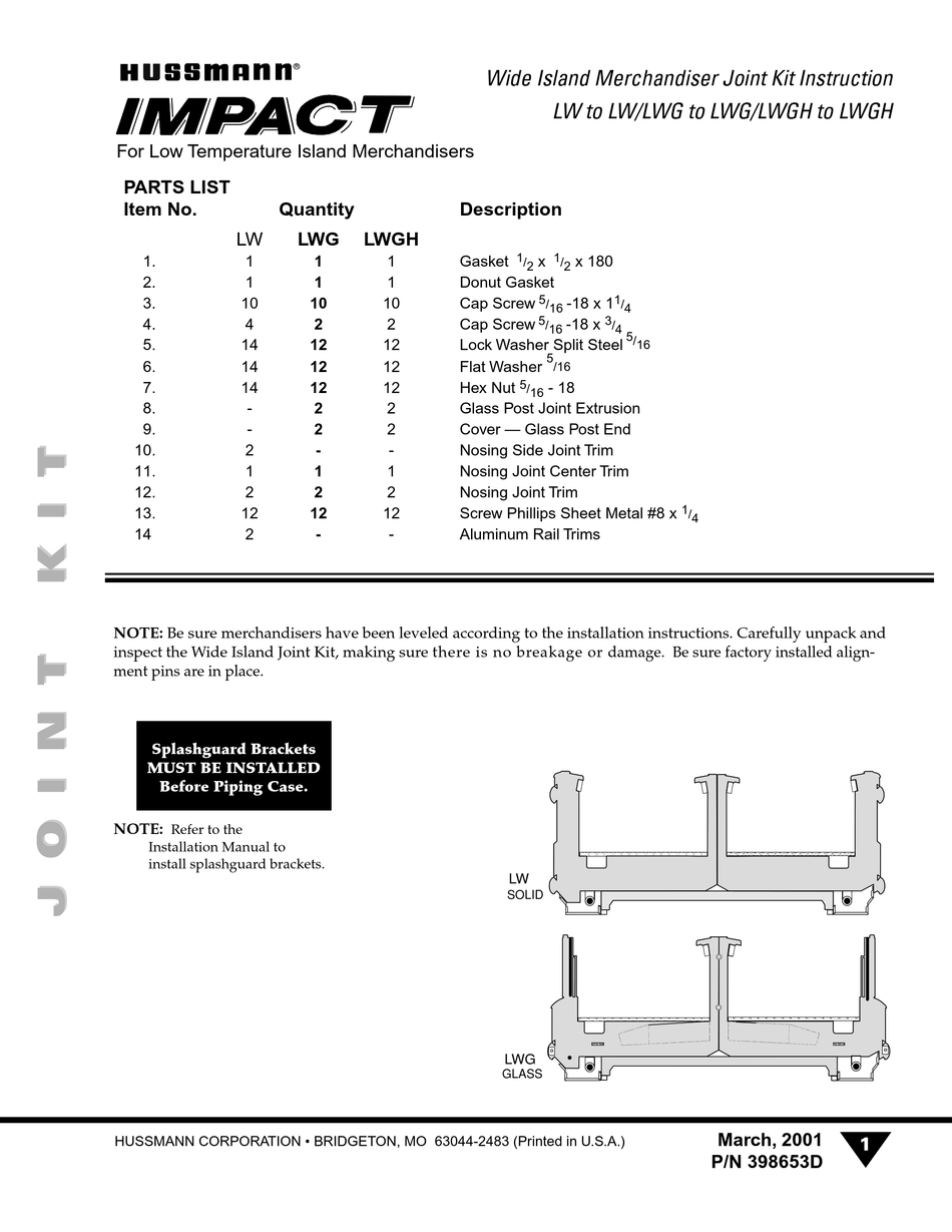 HUSSMANN IMPACT LW INSTALLATION INSTRUCTIONS Pdf Download | ManualsLib