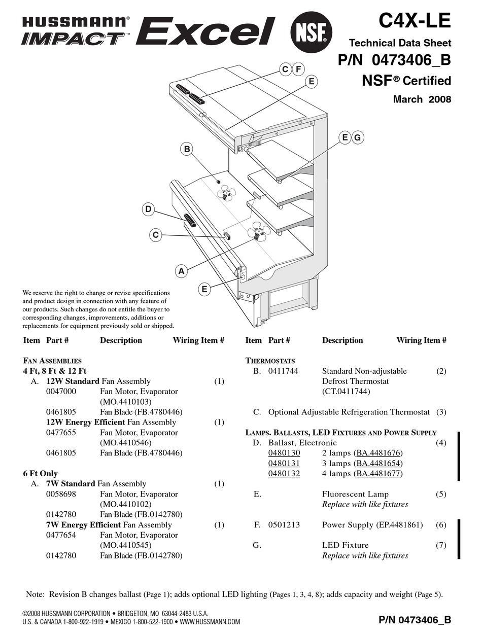 HUSSMANN C4X-LE MERCHANDISER TECHNICAL DATA SHEET | ManualsLib