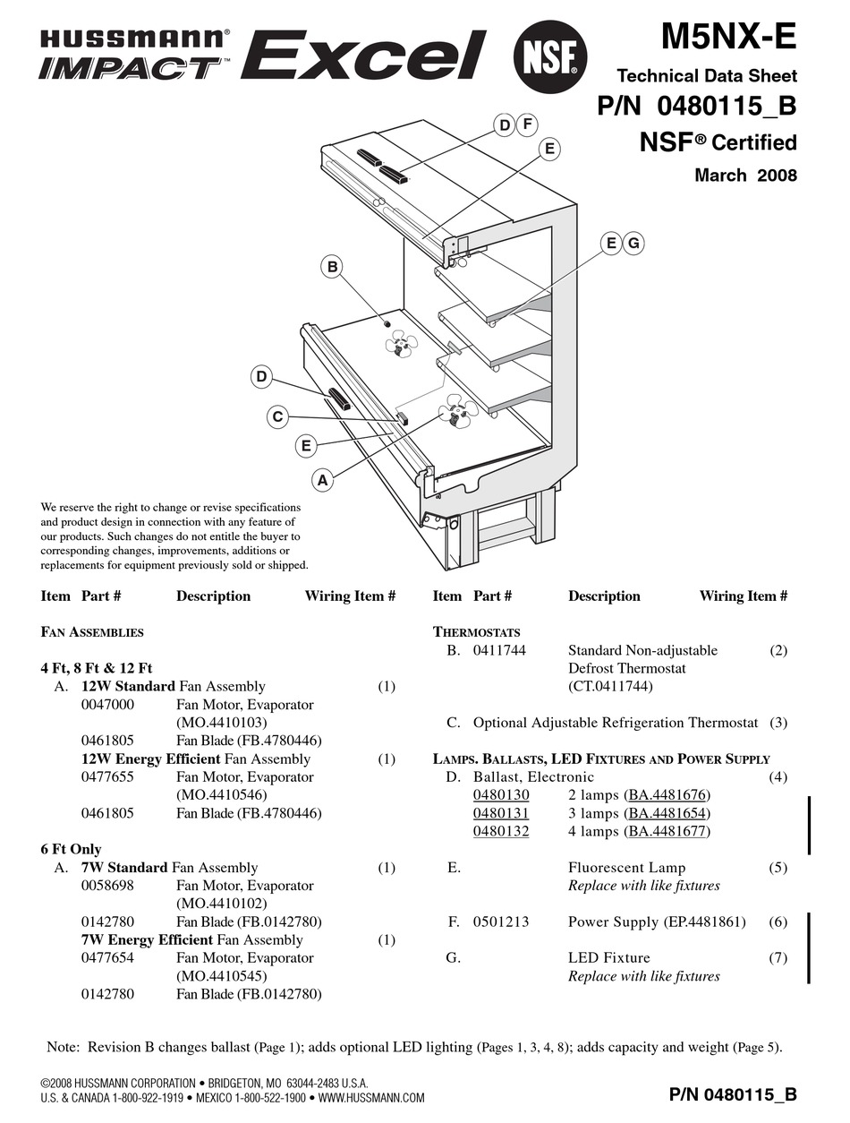 HUSSMANN M5NX-E MERCHANDISER TECHNICAL DATA SHEET | ManualsLib