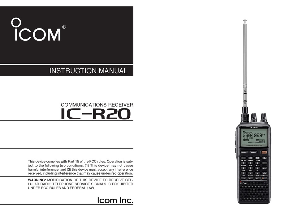 Icom Ic R20 Instruction Manual Pdf Download Manualslib