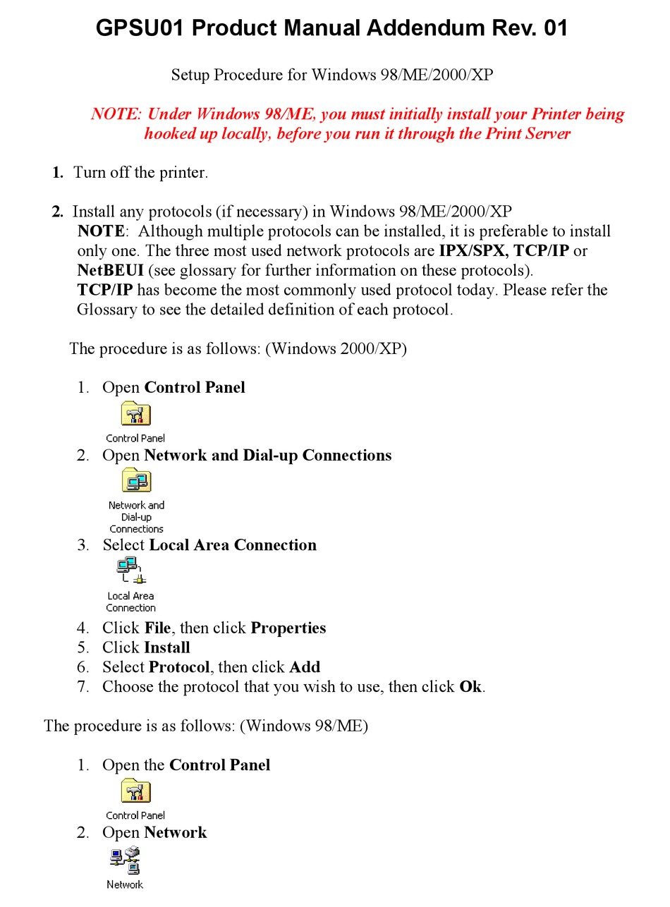 IOGEAR GPSU01 PRINT SERVER SETUP PROCEDURE ManualsLib