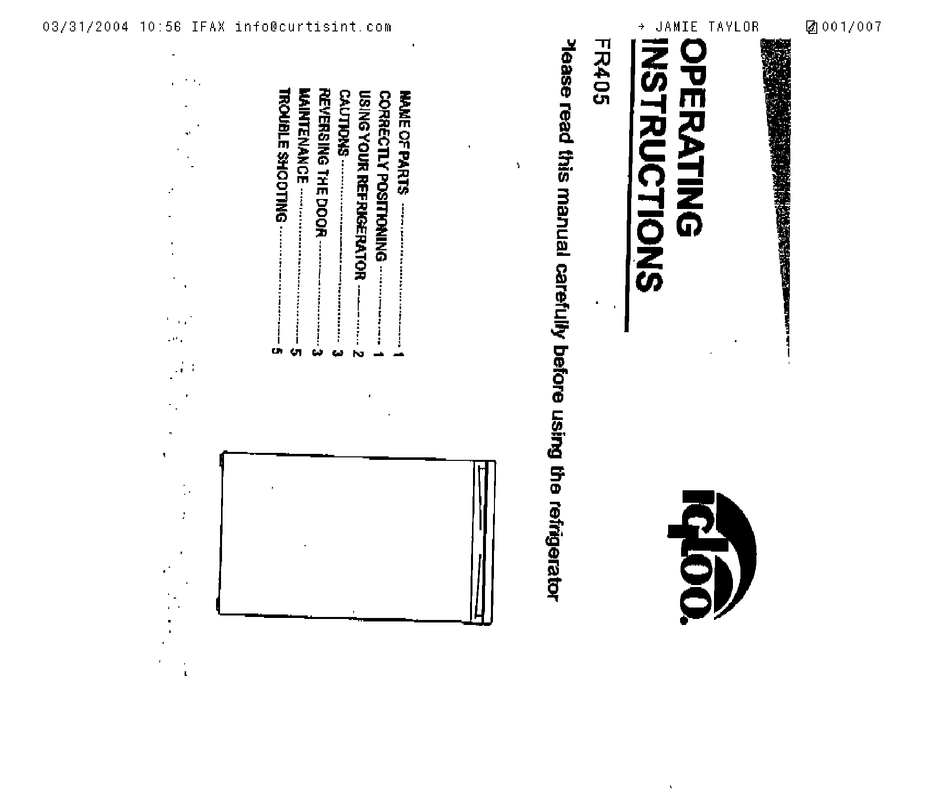 Igloo Fr405 Operating Instructions Manual Pdf Download Manualslib