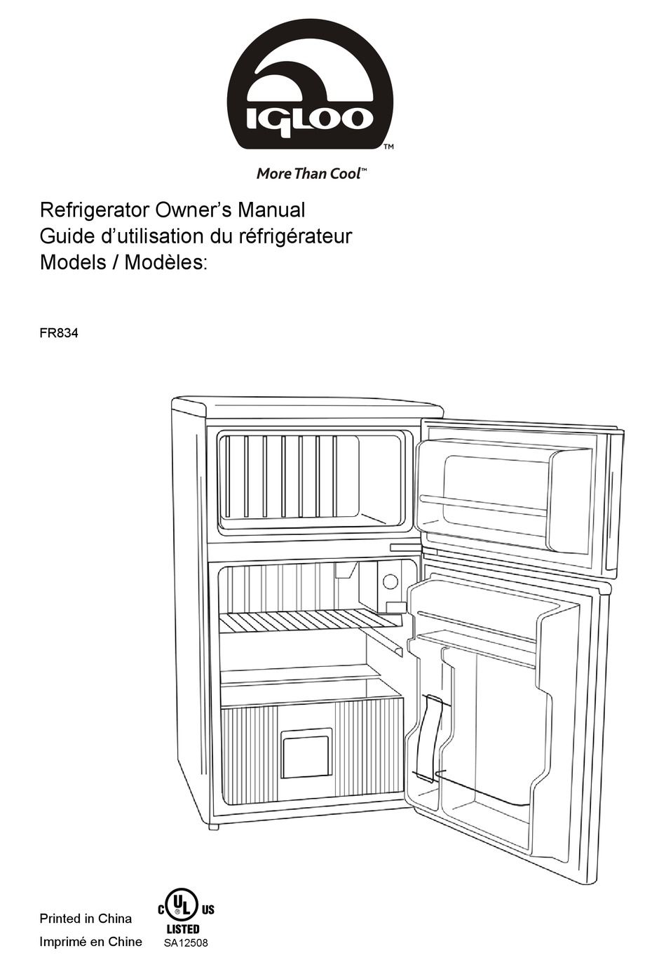IGLOO FR834 REFRIGERATOR OWNER'S MANUAL ManualsLib