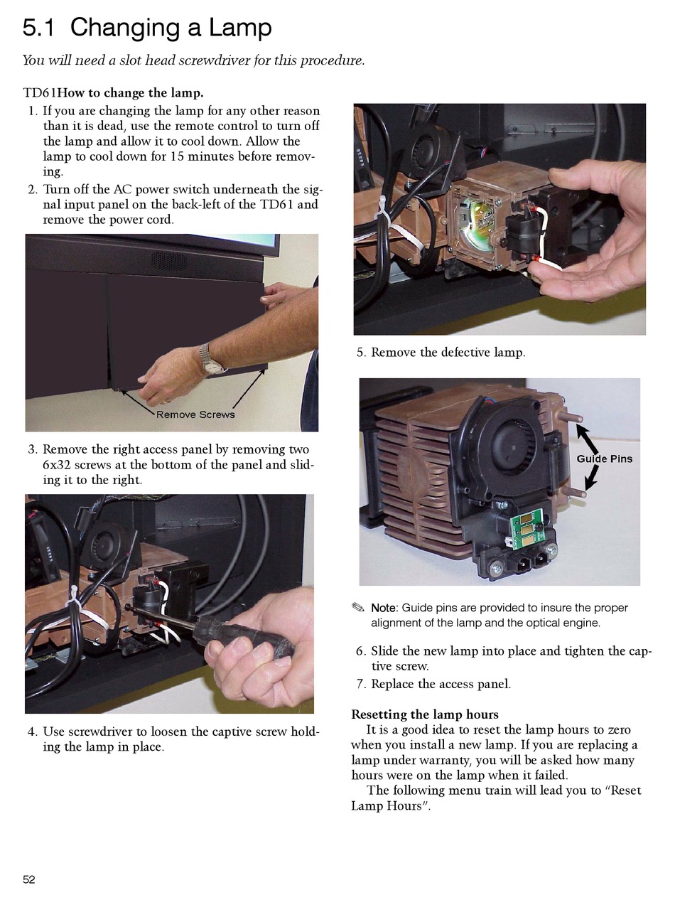 INFOCUS TD61 PROJECTION TV REPLACEMENT INSTRUCTIONS ManualsLib