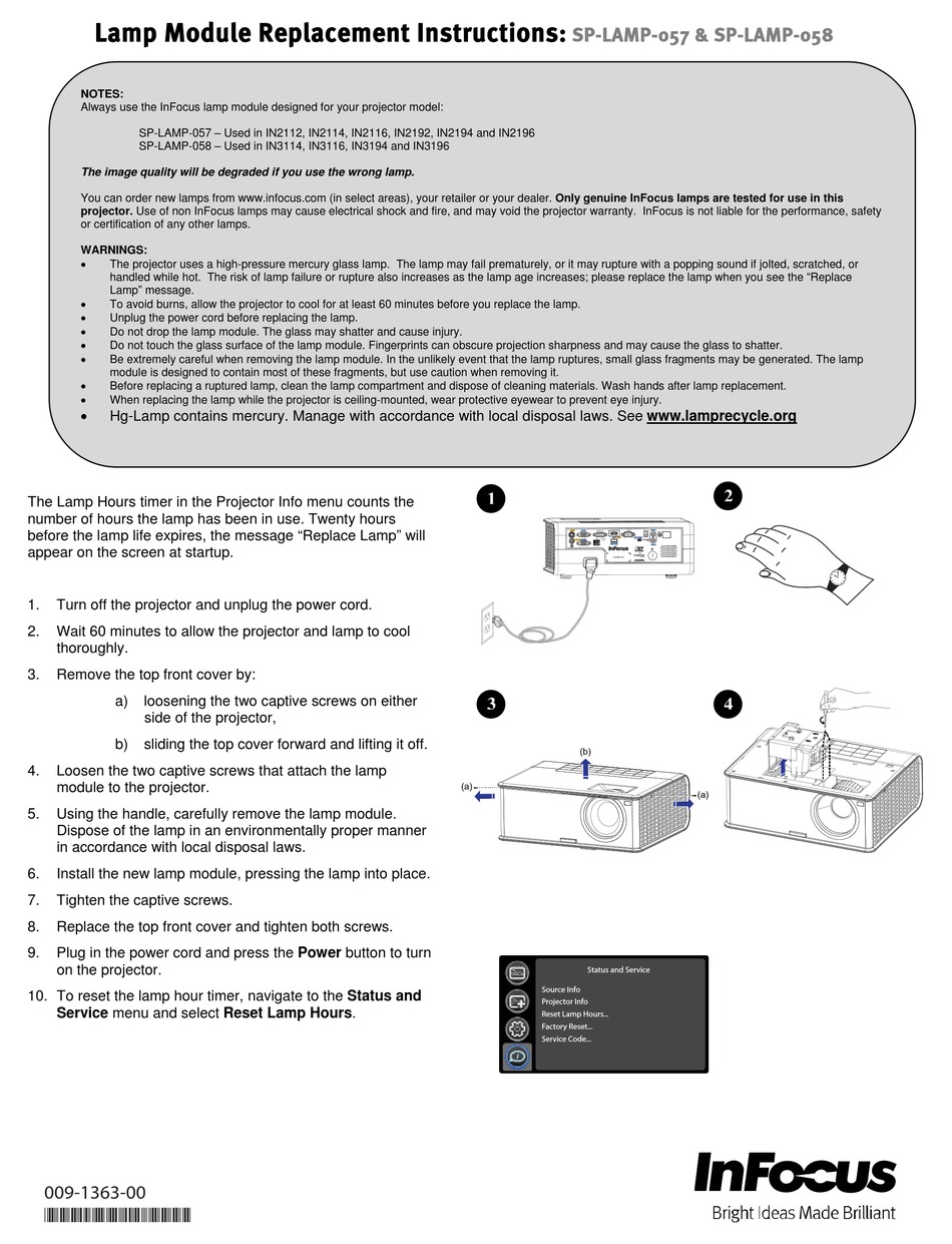 INFOCUS IN2112 REPLACEMENT INSTRUCTIONS Pdf Download ManualsLib