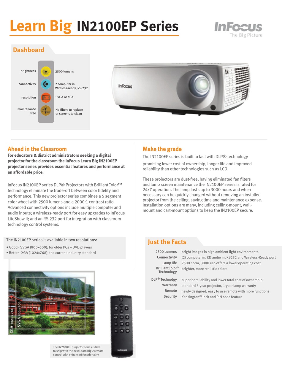 INFOCUS LEARN BIG IN2102EP PROJECTOR 