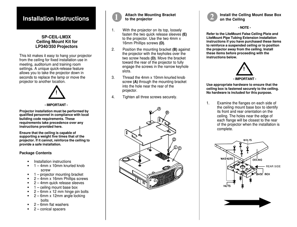 INFOCUS LP340 INSTALLATION INSTRUCTIONS Pdf Download ManualsLib