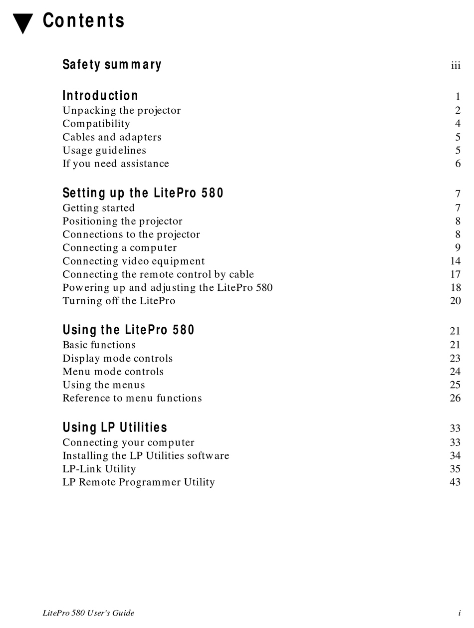 INFOCUS LP580 PROJECTOR USER MANUAL ManualsLib