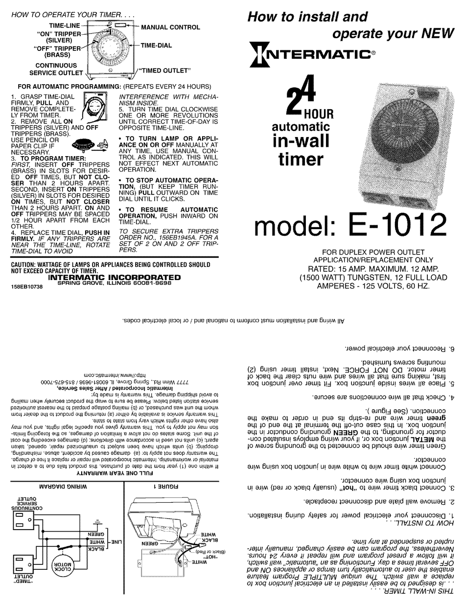 INTERMATIC E1012 INSTALLATION & OPERATION Pdf Download | ManualsLib