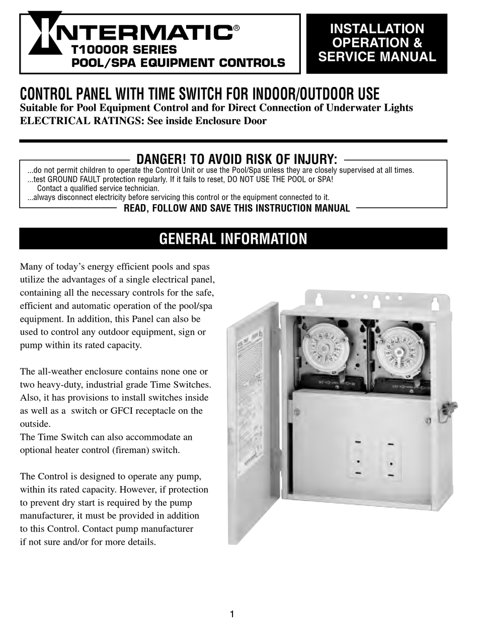 INTERMATIC T10000R SERIES CONTROL PANEL INSTALLATION, OPERATION ...