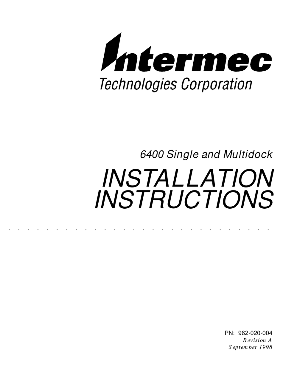 INTERMEC 6400 PDA INSTALLATION INSTRUCTIONS MANUAL ManualsLib