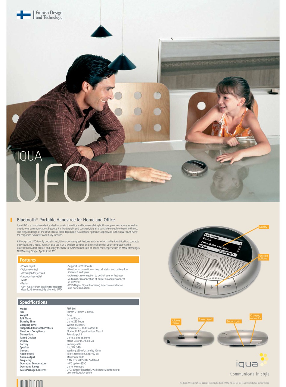 IQUA PHF-601 SPECIFICATIONS Pdf Download | ManualsLib
