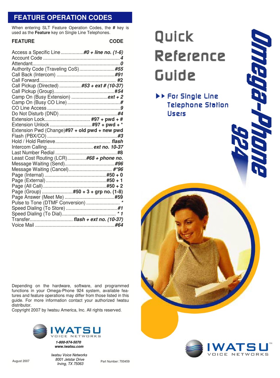 Voice Mail Iwatsu Omega Phone 924 Quick Reference Manual Page 5