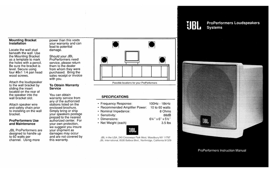 jbl properformers speakers