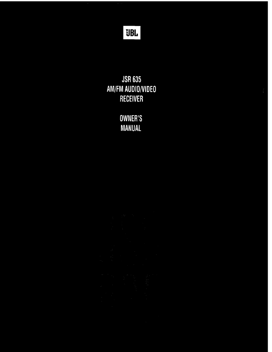Jbl Jsr 635 Owner S Manual Pdf Download Manualslib