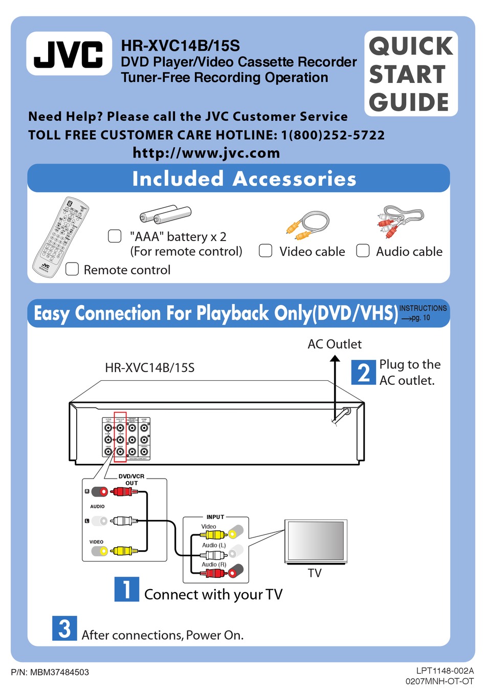 JVC HRXVC14B DVD VCR COMBO QUICK START MANUAL ManualsLib