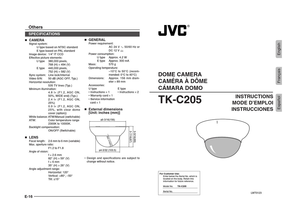 JVC TKC205E SECURITY CAMERA INSTRUCTIONS MANUAL ManualsLib