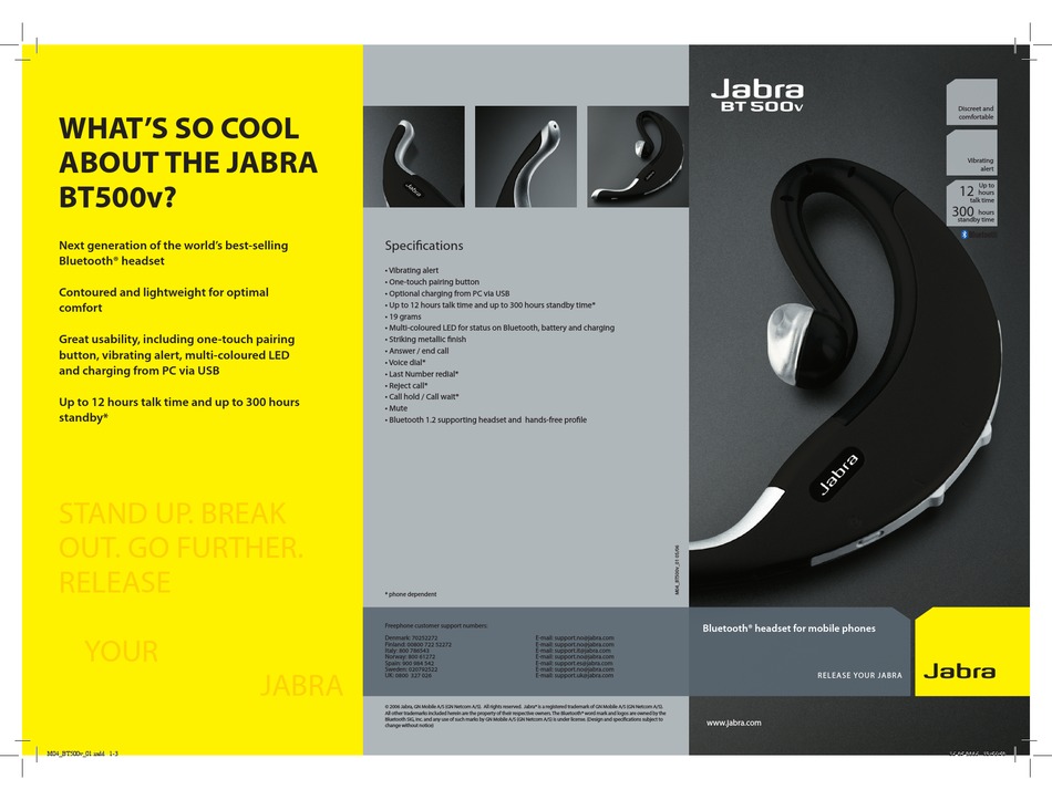 JABRA BT500 HEADSET QUICK START MANUAL ManualsLib