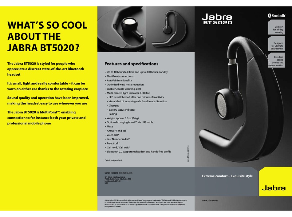 JABRA BT5020 HEADSET QUICK START MANUAL ManualsLib