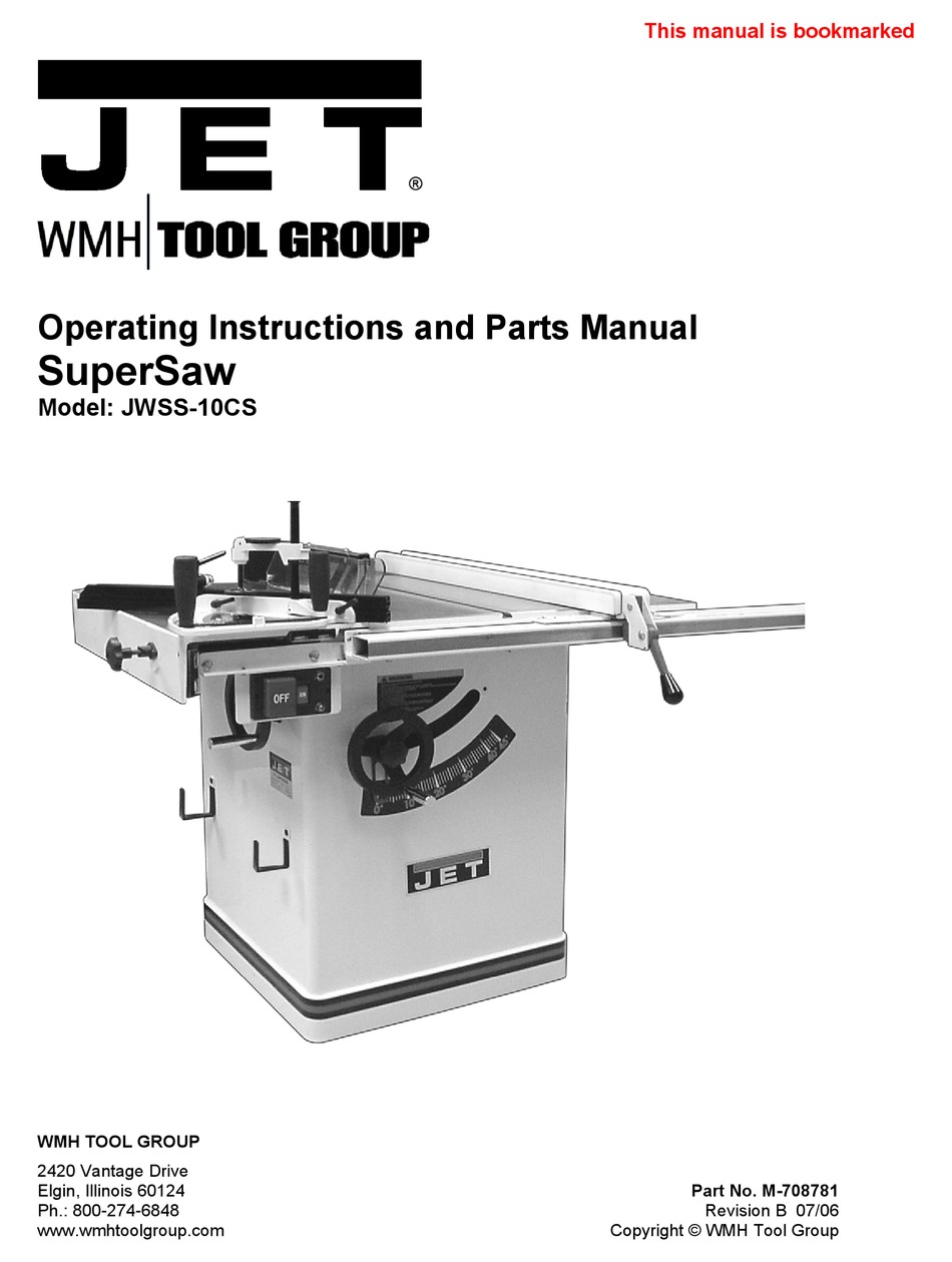 JET SUPERSAW JWSS-10CS SAW OPERATING 