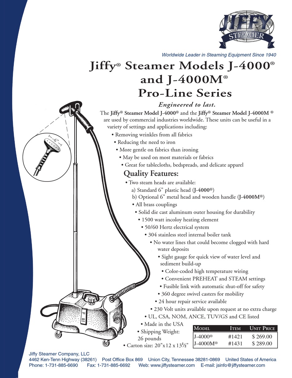 Jiffy Pro-line J-4000 Specifications Pdf Download 