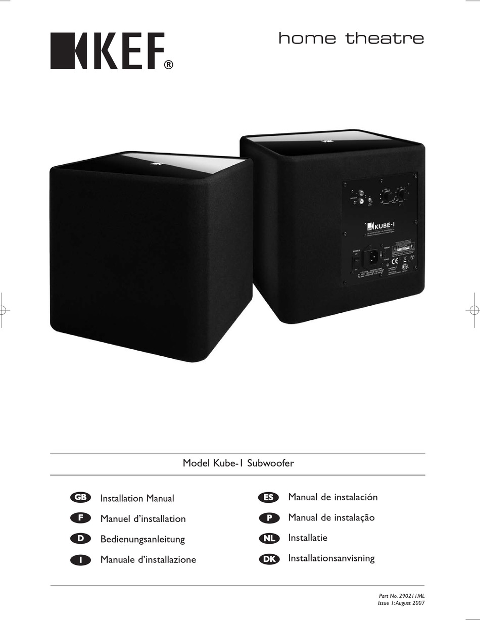 Kef Kube Kube 1 Installation Manual Pdf Download Manualslib