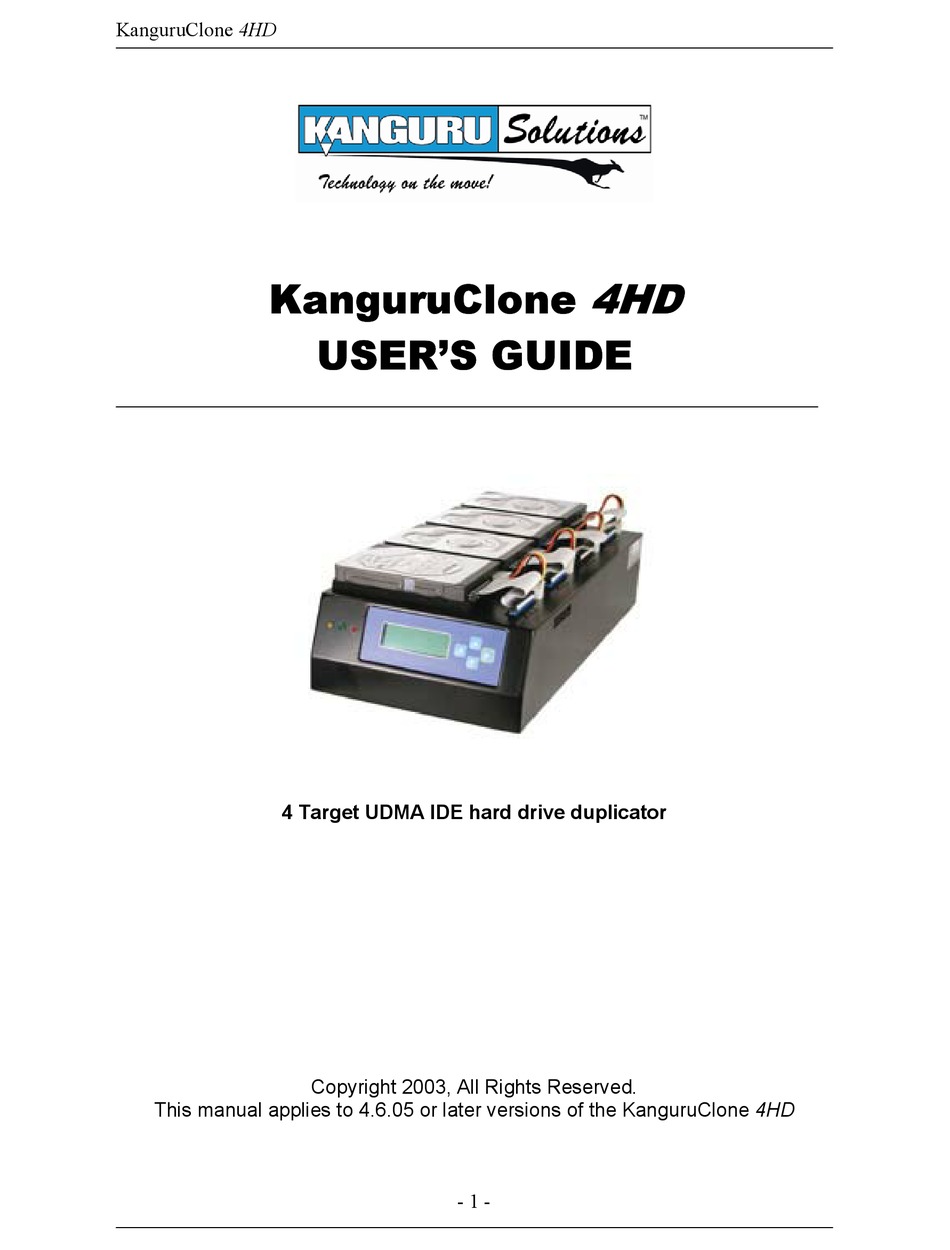 KANGURU CLONE 4HD USER MANUAL Pdf Download ManualsLib
