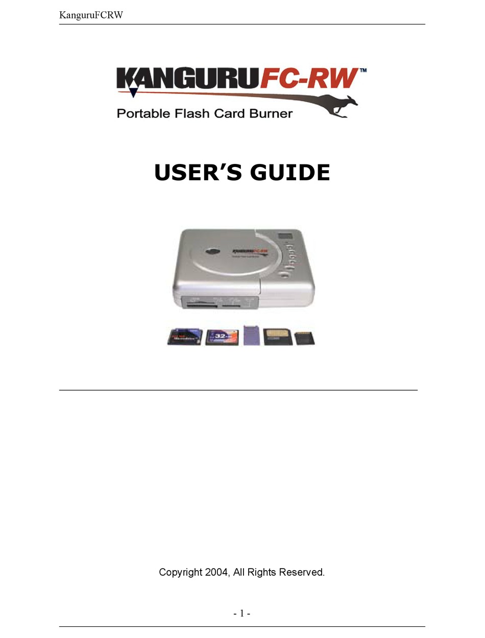 KANGURU FCRW CARD READER USER MANUAL ManualsLib