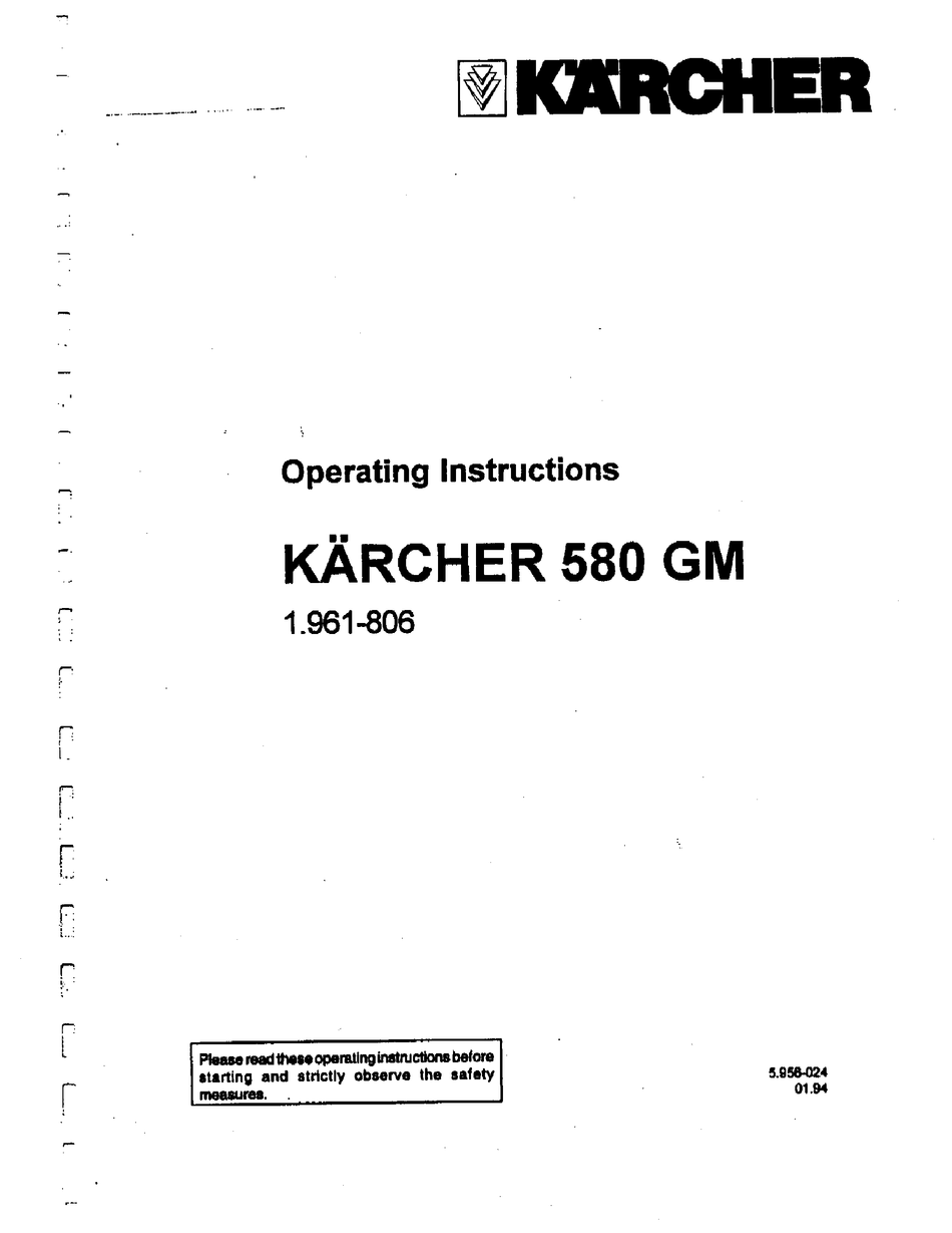 KÄRCHER K 580 GM USER MANUAL Pdf Download ManualsLib