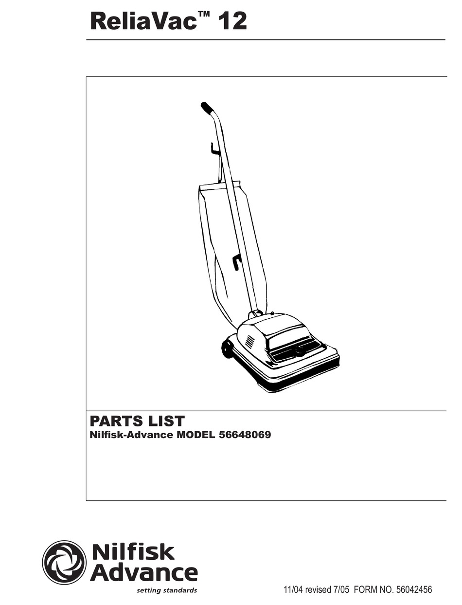 NILFISKADVANCE RELIAVAC 12 VACUUM CLEANER PARTS LIST ManualsLib