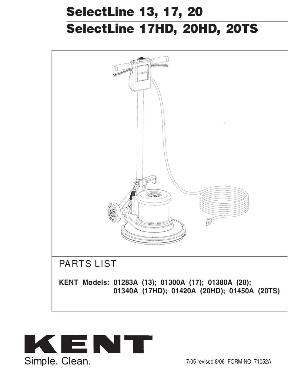 KENT 13 FLOOR MACHINE PARTS LIST ManualsLib