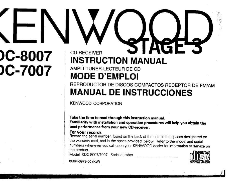 Kenwood Kdc 7007 Instruction Manual Pdf Download Manualslib