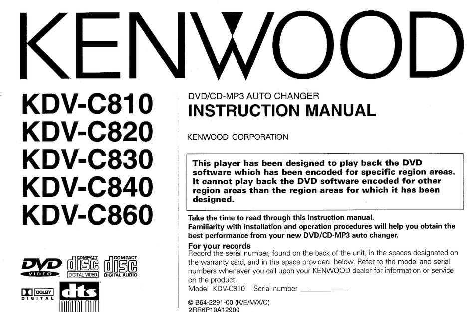 KENWOOD KDVC820 CD PLAYER INSTRUCTION MANUAL ManualsLib
