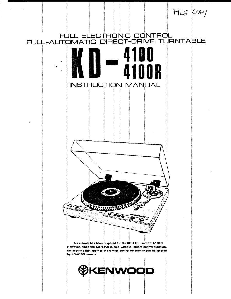 Kenwood Kd 4100 Instruction Manual Pdf Download Manualslib