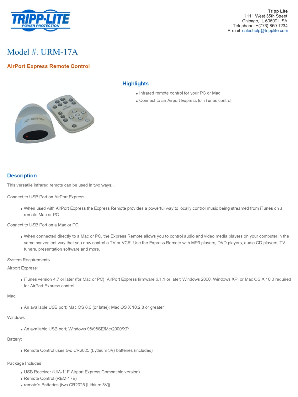 keyspan presentation remote manual