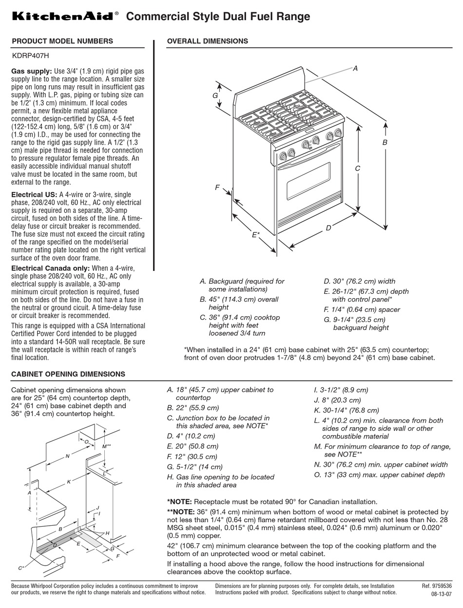 Kitchenaid Kdrp407h Dimension Manual Pdf Download Manualslib