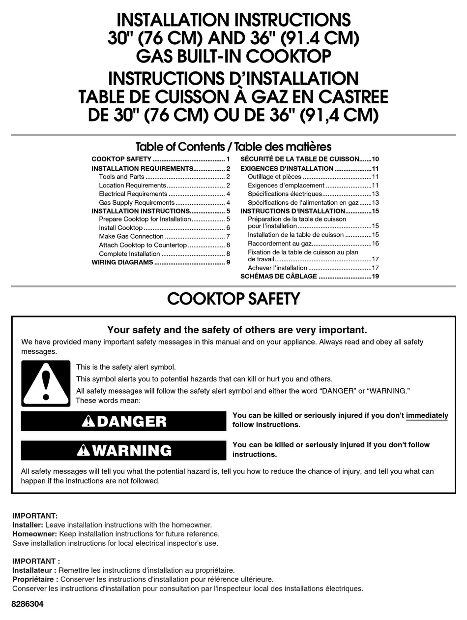 KITCHENAID KGCC706RSS COOKTOP INSTALLATION INSTRUCTIONS MANUAL ManualsLib