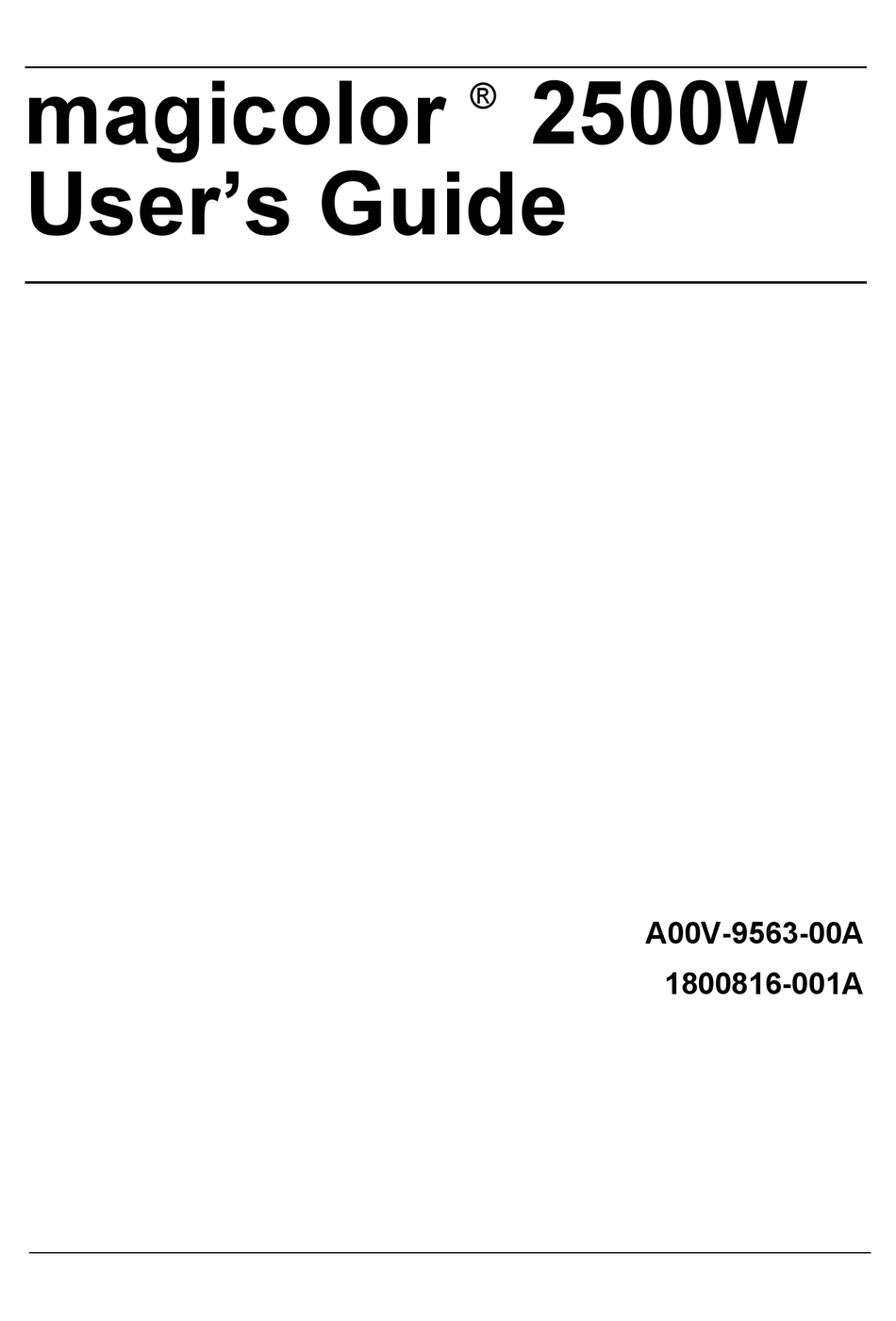 KONICA MINOLTA MAGICOLOR 2500W PRINTER USER MANUAL ManualsLib