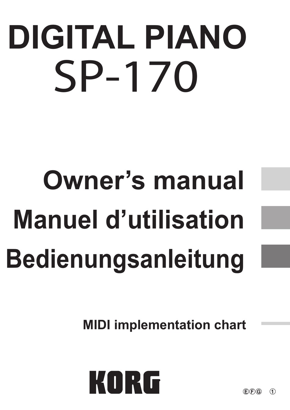 Korg Sp 170 Owner S Manual Pdf Download Manualslib