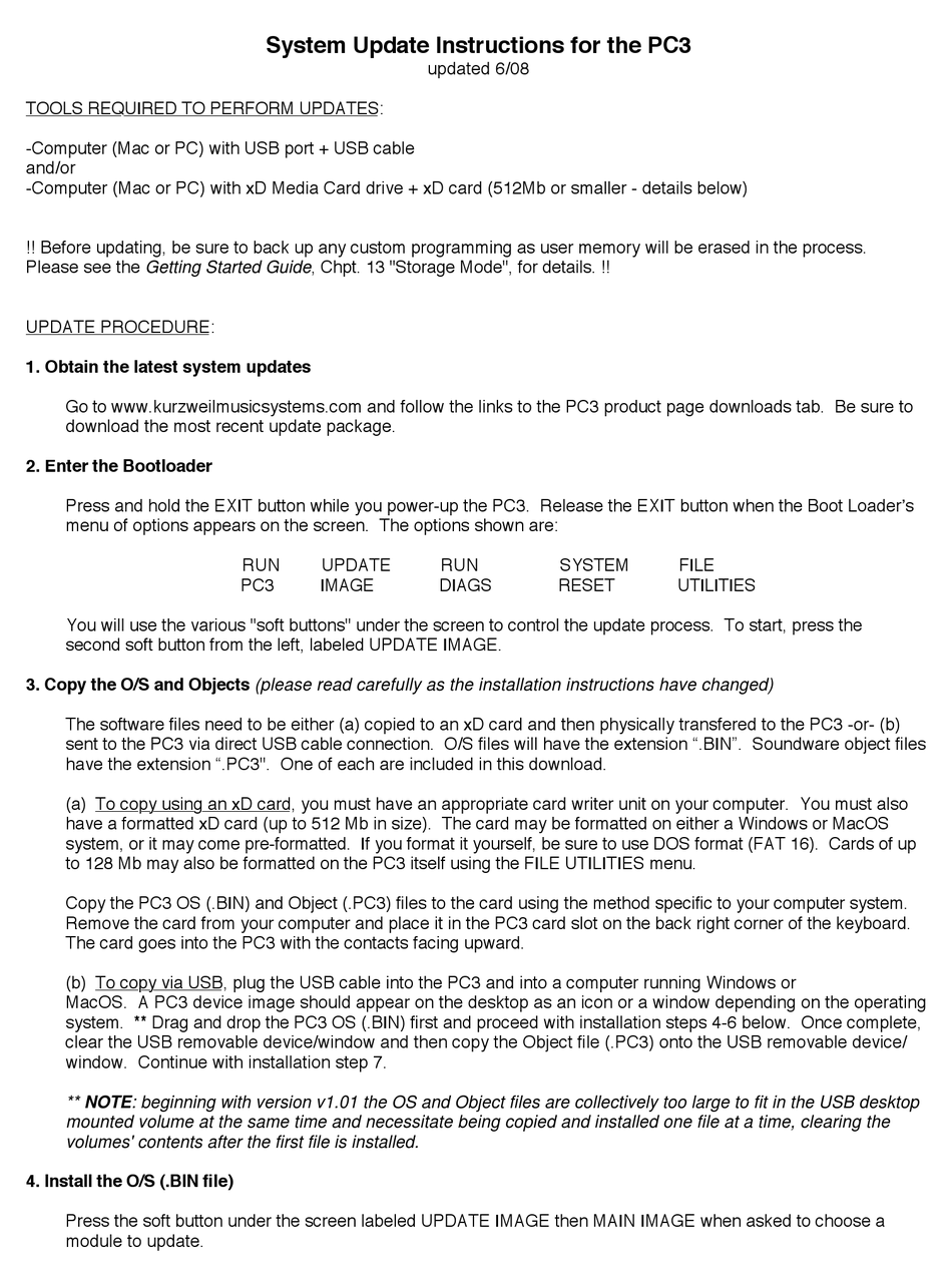 KURZWEIL PC3 ELECTRONIC KEYBOARD UPDATE INSTRUCTIONS ManualsLib