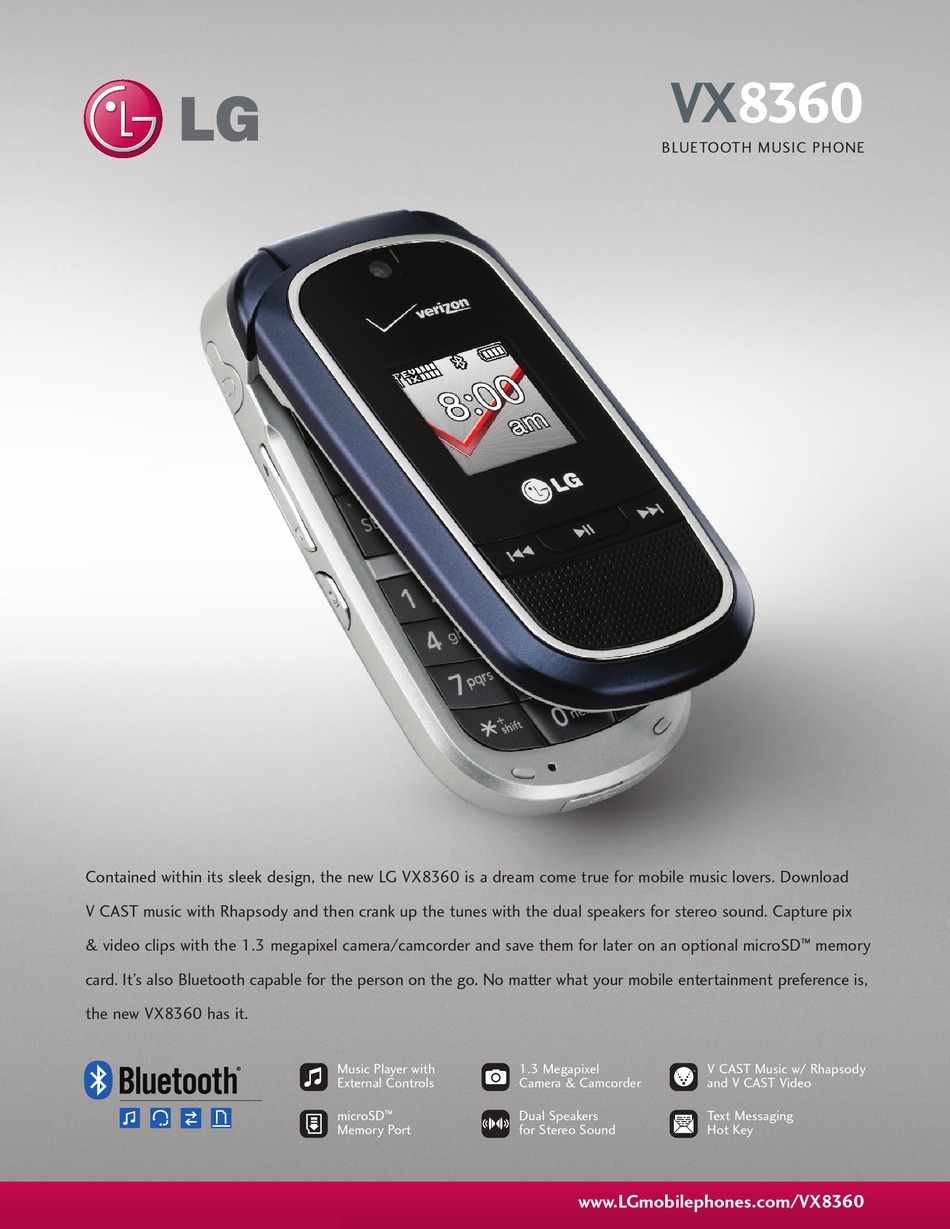 LG VX8360 SPECIFICATIONS Pdf Download | ManualsLib