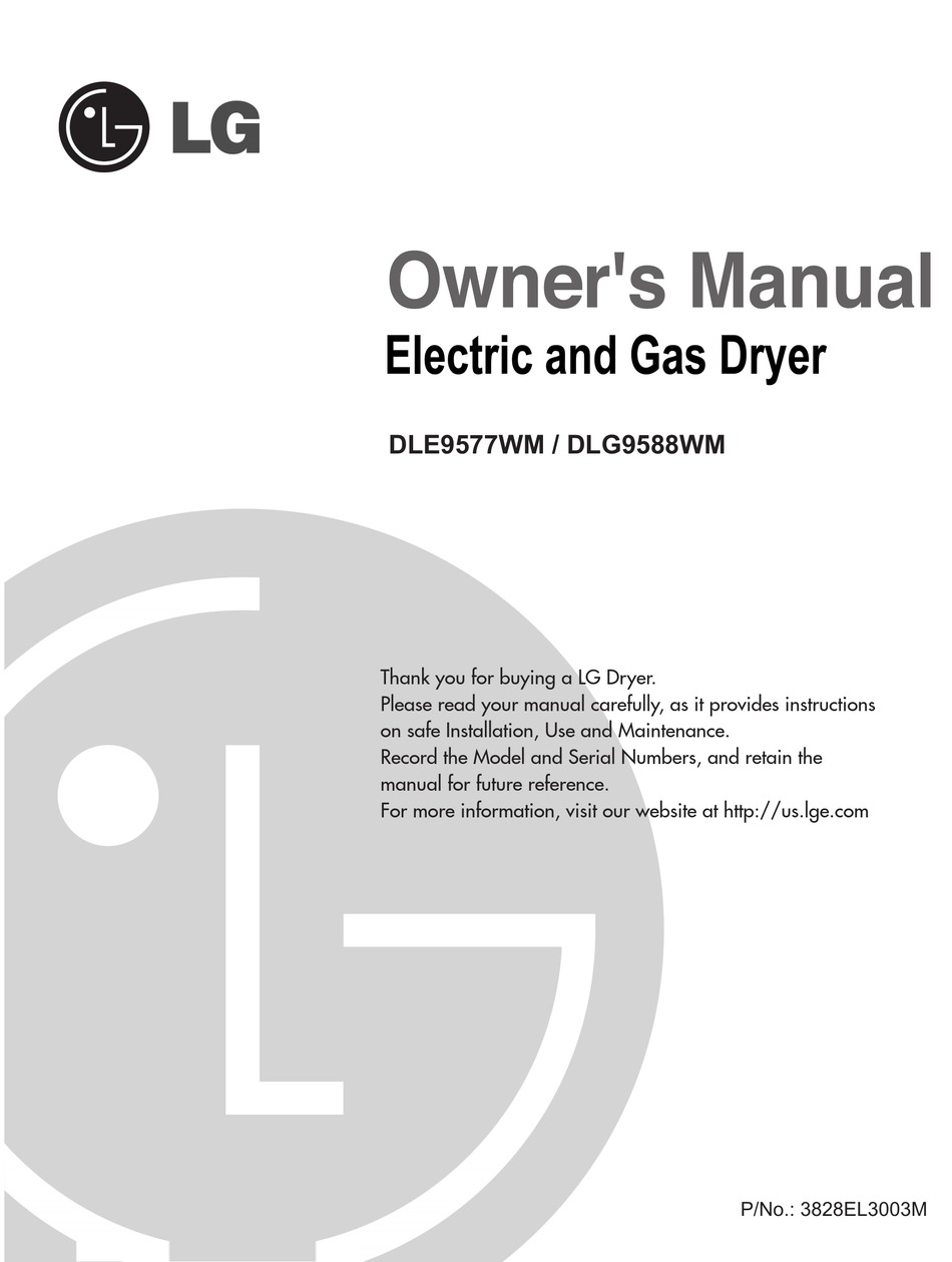 LG DLE9577WM OWNER'S MANUAL Pdf Download | ManualsLib