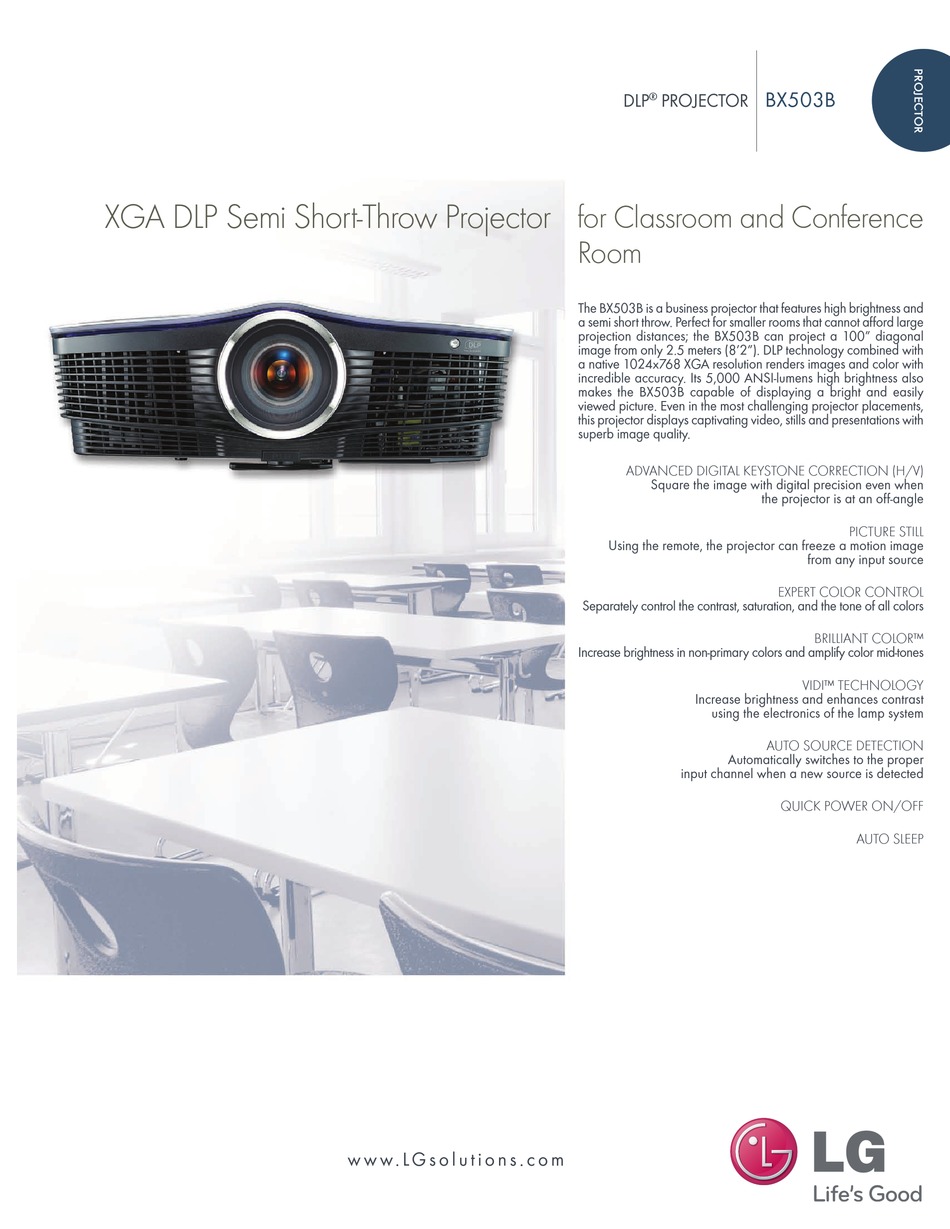 LG BX503B PROJECTOR SPECIFICATIONS | ManualsLib