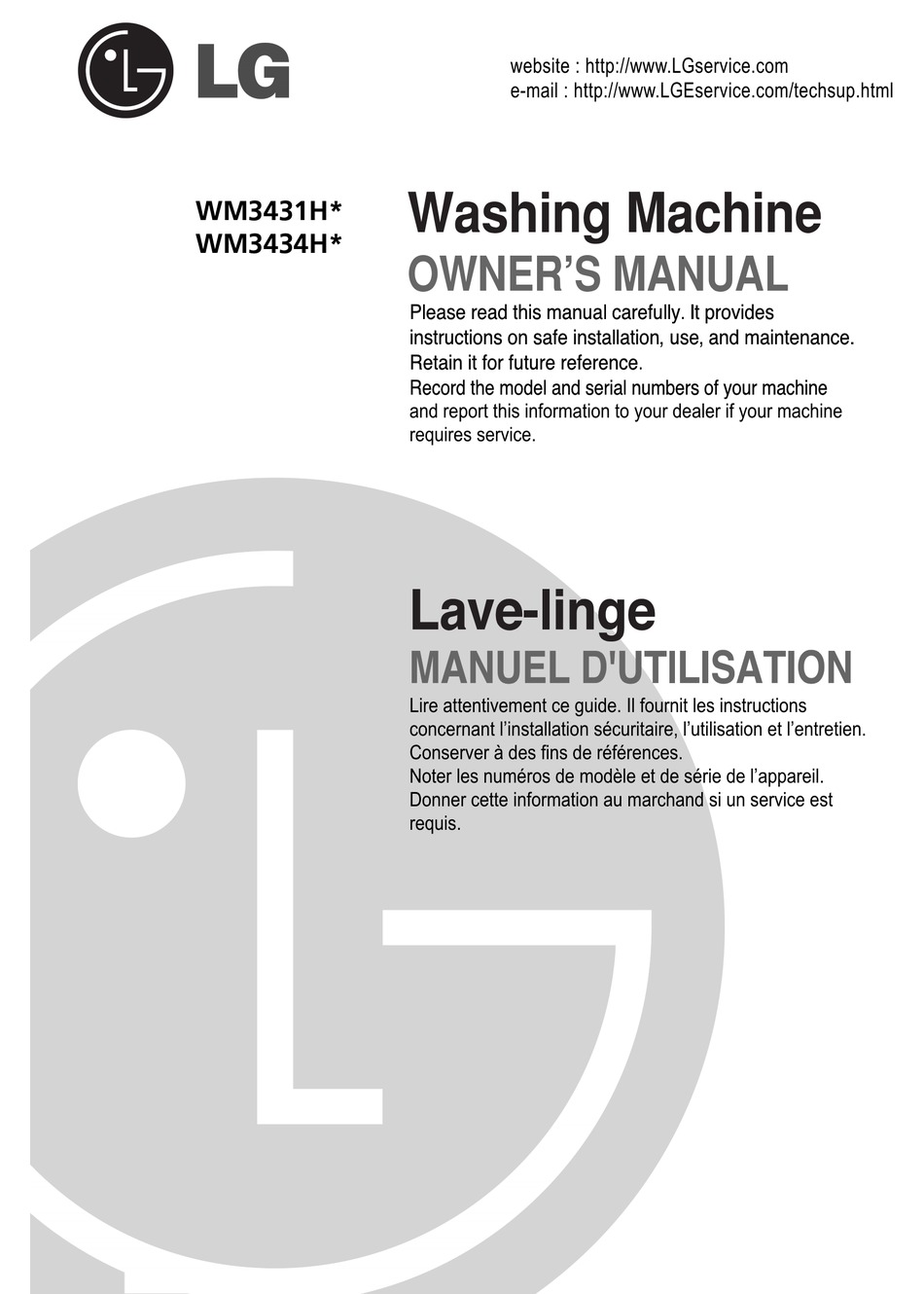 LG WM3431 OWNER'S MANUAL Pdf Download | ManualsLib