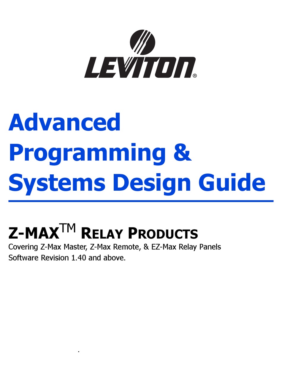 Leviton Zmax Lighting Control Panel Shelly Lighting