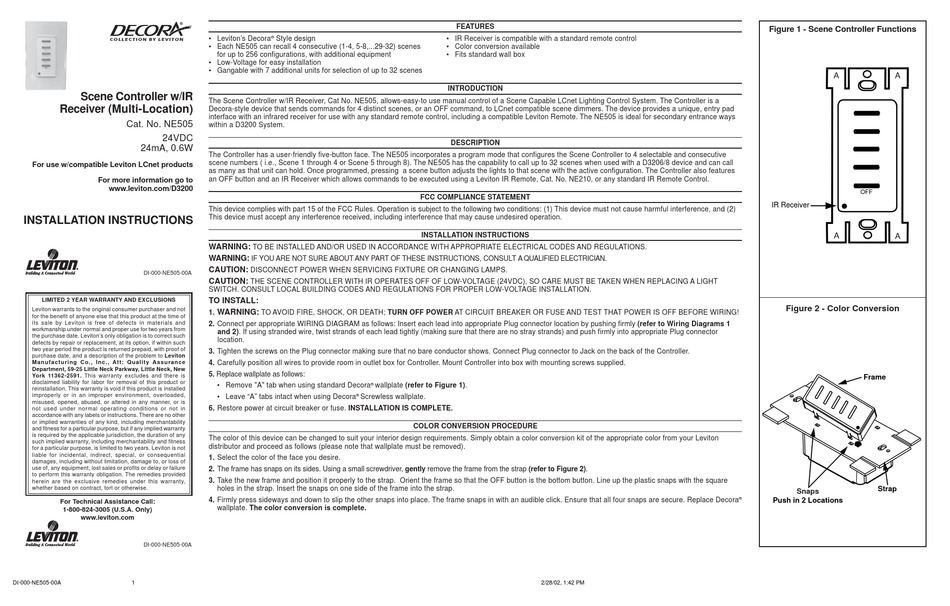 LEVITON NE505 CONTROLLER INSTALLATION INSTRUCTIONS ManualsLib